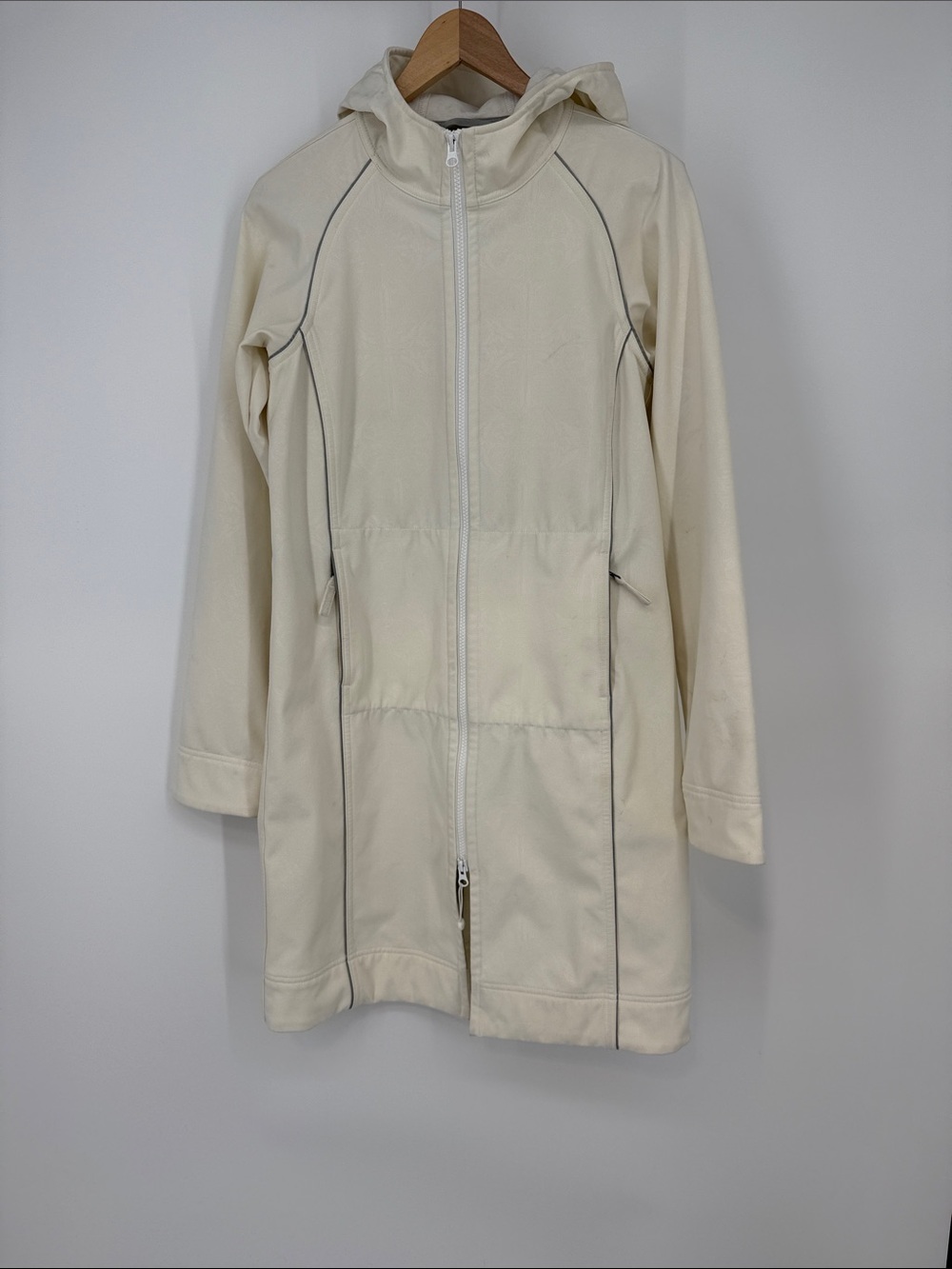 lululemon athletica Light Cream Hooded Jacket with Gray Trim